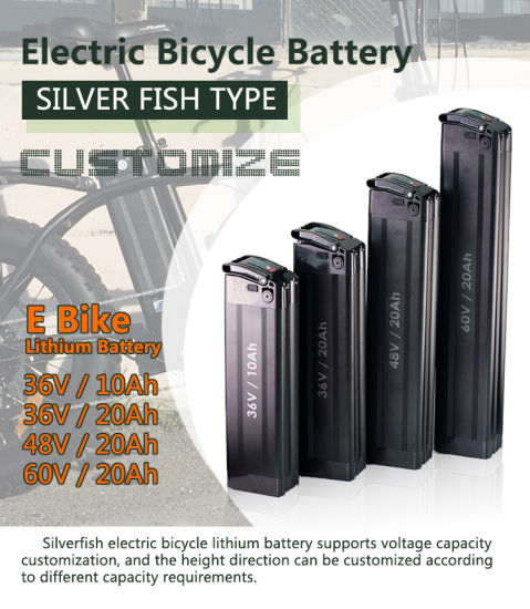 Silver Fish Ebike 배터리 36V/48V/52V 리튬 이온 전기 자전거 배터리(충전기, USB 포트 및 BMS 포함) 500W/1000W Ebike 모터에 적합